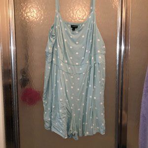torrid mint blue polka dot challis romper